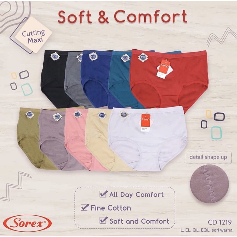 CD | Celana Dalam Basic SOREX 1219 Pinggang &amp; Bahan Katun Size L-EQL