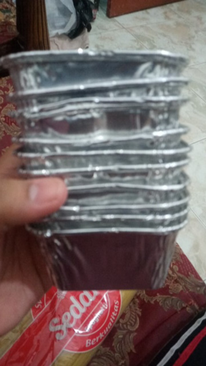 Cup Aluminium Foil - Cup Kotak - Wadah Pastel Tutup