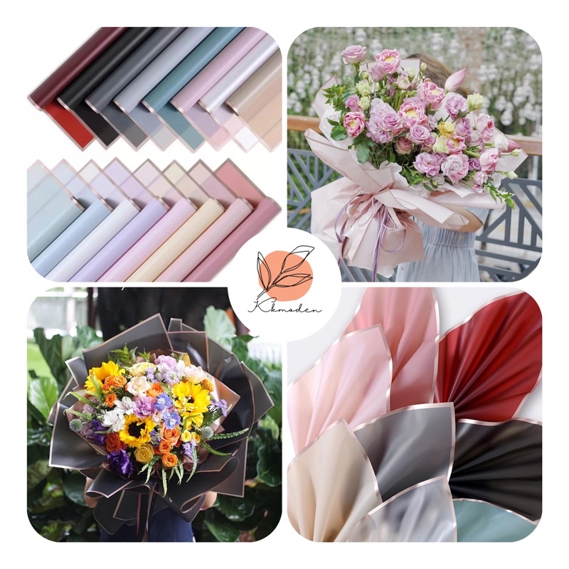 

FLOWER WRAPPING GOLD LINE COLOR (ECER) TRANSPARENT CELLOPHANE KERTAS BUKET BUNGA HAND BOUQUET/BUCKET BUNGA/Hiasan bunga