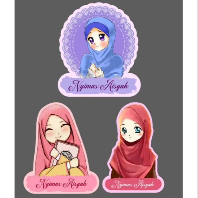 

Sticker label nama karakter muslim