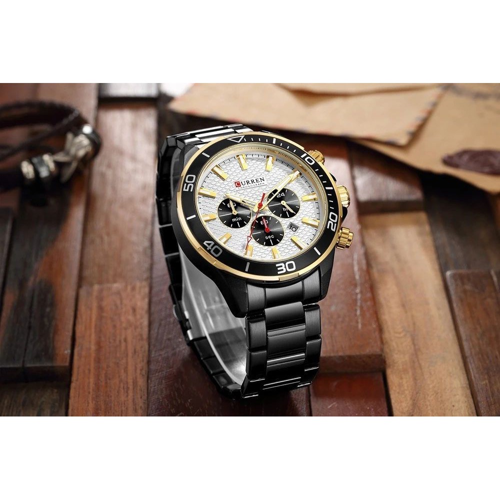 CURREN 8309 Jam Tangan Pria Analog Tali Kulit Chronograph Aktif WATCHKITE WKOS