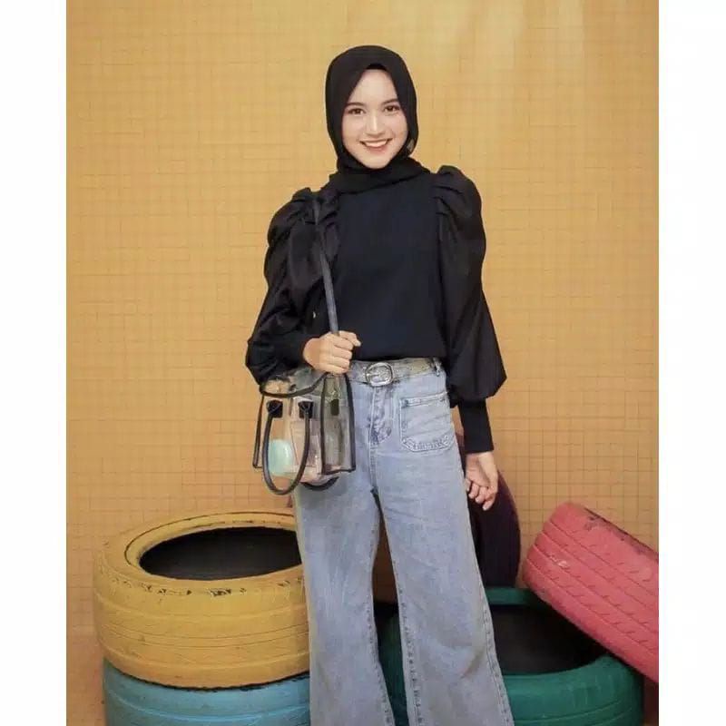 RAJUT MUTIARA LENGAN BALON TERBARU