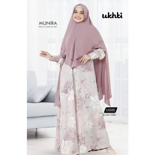 GAMIS ORI UKHTI MUNIRA MOTIF BUNGA BAHAN DRAMAQUEEN GAMIS BUSUI SYARI