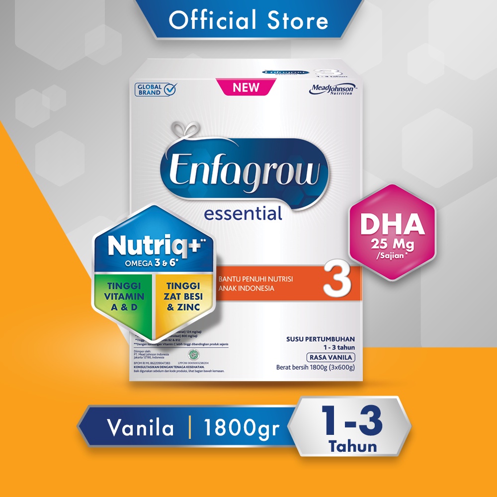 Enfagrow Essential (3/4) Susu Formula 1-3 dan 3-12 Tahun 1800g