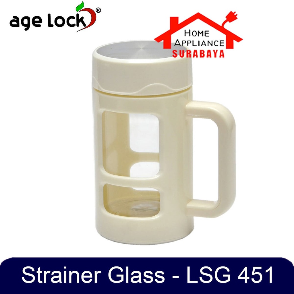 Strainer Glass Age Lock LSG 451 - Gelas Minum Cangkir Botol Mug Kaca Portable 450 ML