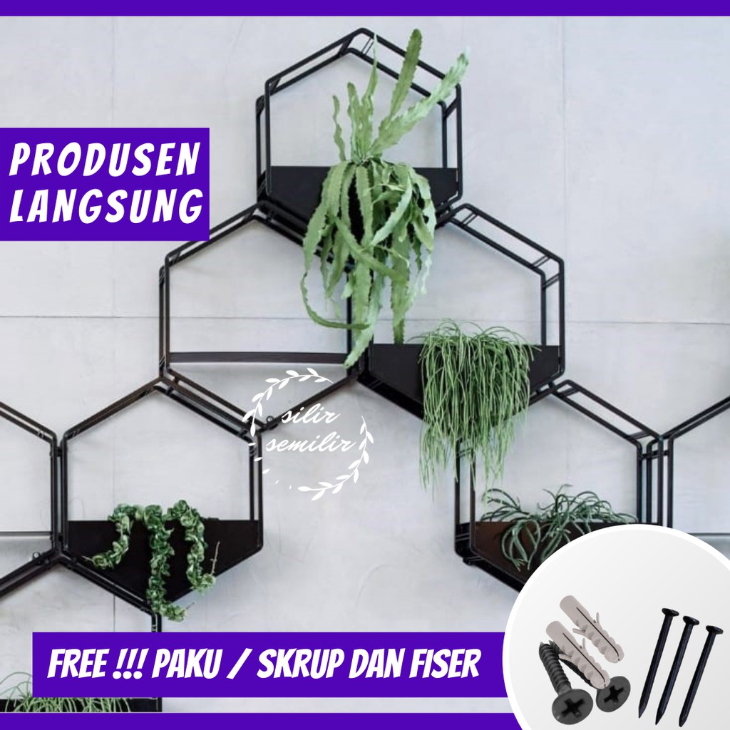 SMF034 Rak Standing Pot Bunga Kaktus Sukulen Hias Besi Plastik Dekorasi Dinding Ruang Kamar Tidur Ru