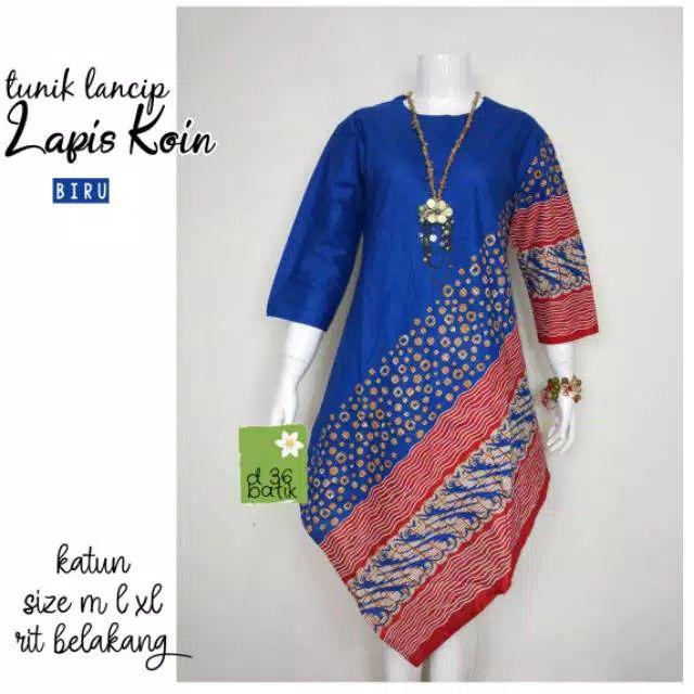 Tunik Lapis Asimetris/lancip Baju Atasan Batik Wanita  Trend