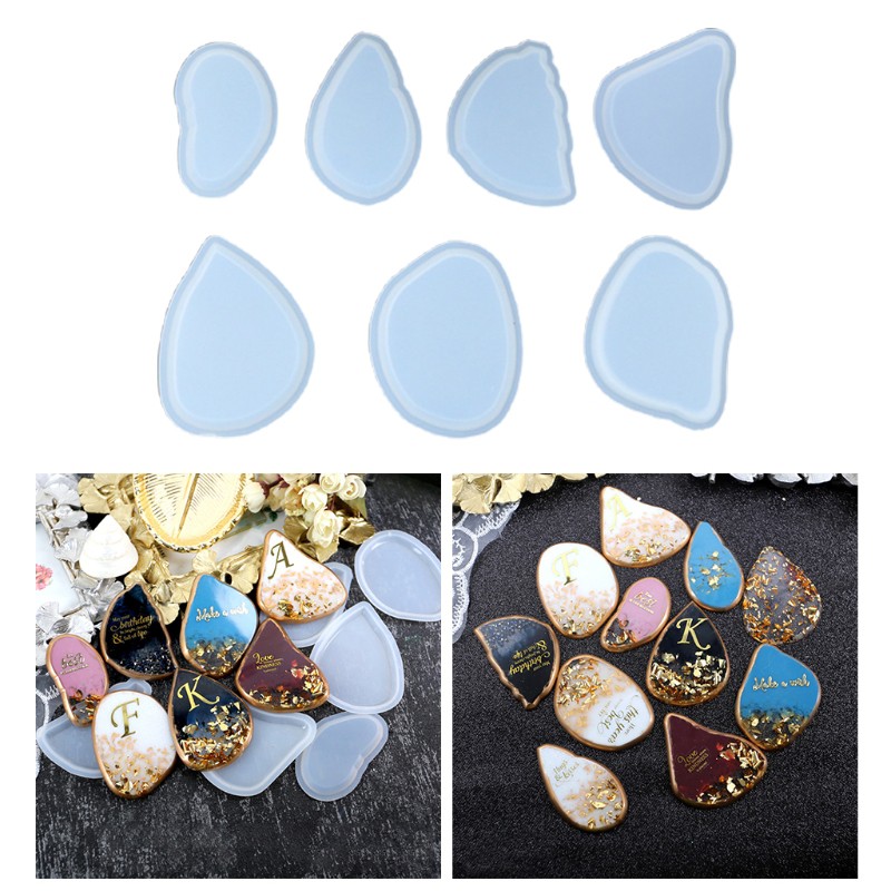 7pcs Cetakan Kristal Epoxy Resin Bahan Silikon Untuk Liontin Kalung