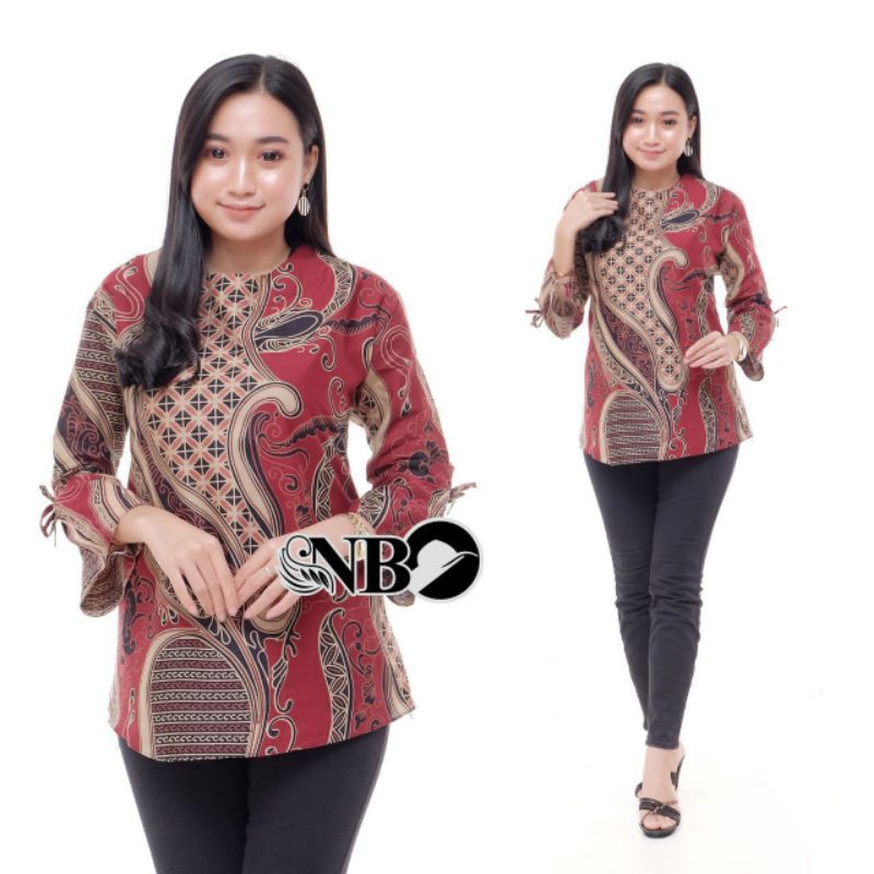 tey-17 Batik Wanita ASJ SA HRB026 Kenongo Kemeja Tosca Pendek-006
