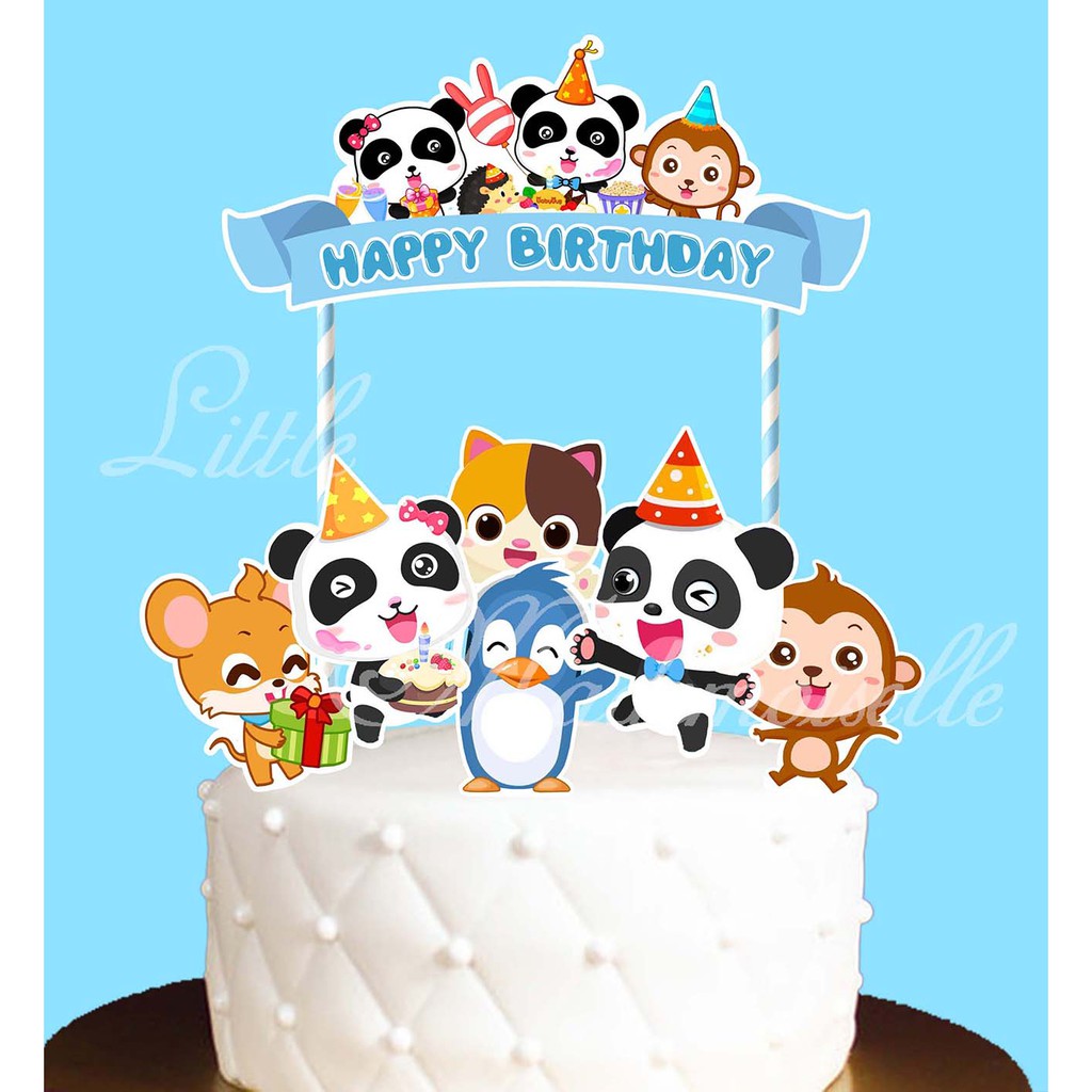 Topper birthday  cake Baby Bus 2 Panda Shopee Indonesia