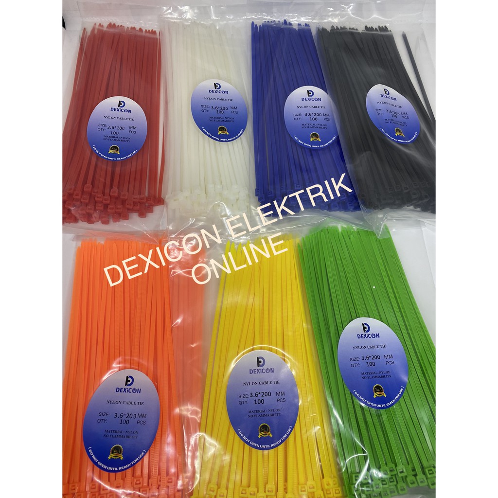 Kabel ties 20 cm/lebar 3.6 mm/cable tie/pengikat plastik/tali serut/kabel plastik/ties 20 cm warna