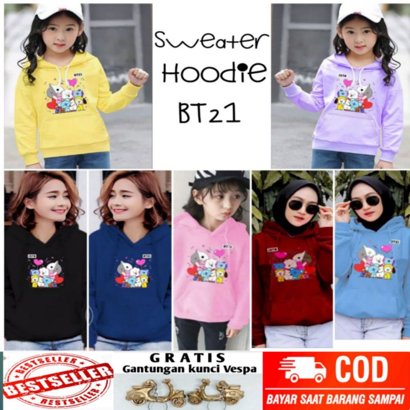 Sweater Hoodie BT21 Hoodie BTS Hoodie BT21 Sweater Hoodie BTS BT21 Anak Hoodie Anak BTS BT21