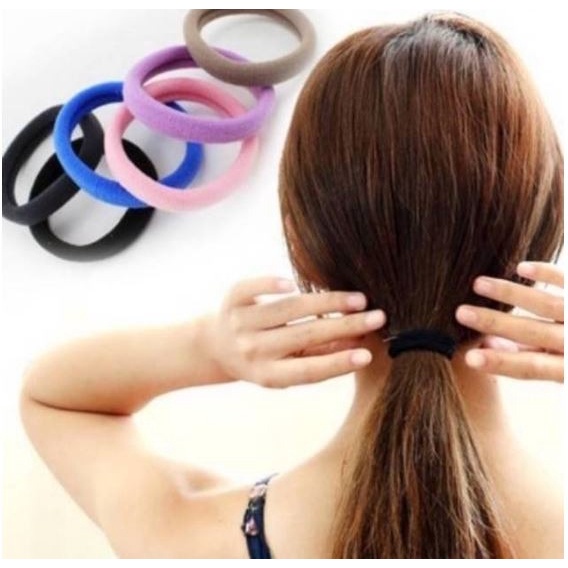 (NCS) Ikat rambut Donat BESAR (6cm)/ Karet Rambut polos Kualitas Ekspor Murah Kuat Awet Grosir