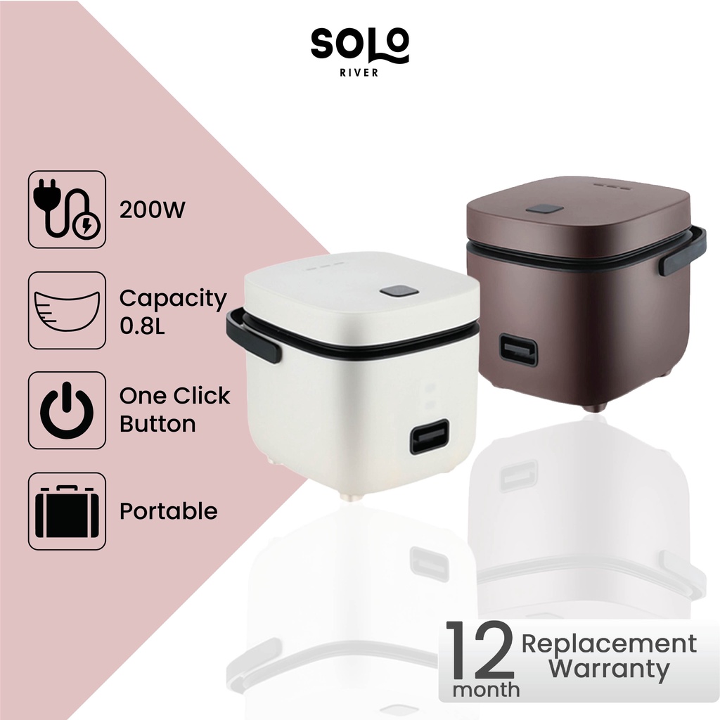 SOLO RIVER Smart Rice Cooker Mini 0.8 L Penanak Nasi Minimalis Praktis 200 Watt