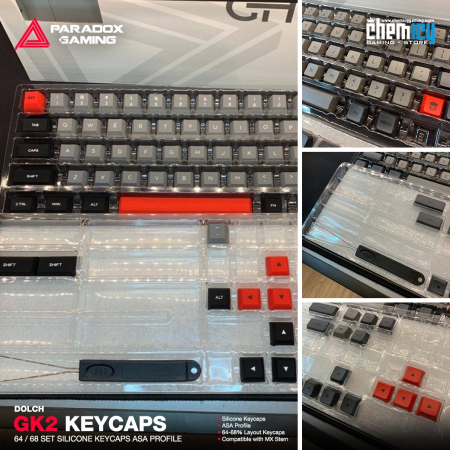 Paradox Gaming GK2 64 / 68 Set Silicone Keycaps Keyboard ASA Profile