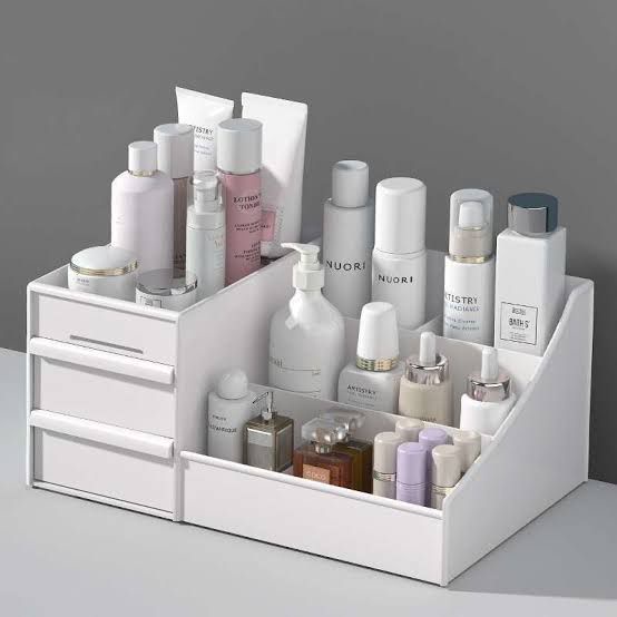 Rak Kosmetik 2 Laci Tempat Penyimpanan Make Up Skin Care Storage Box Skin Care Make Up White_Cell