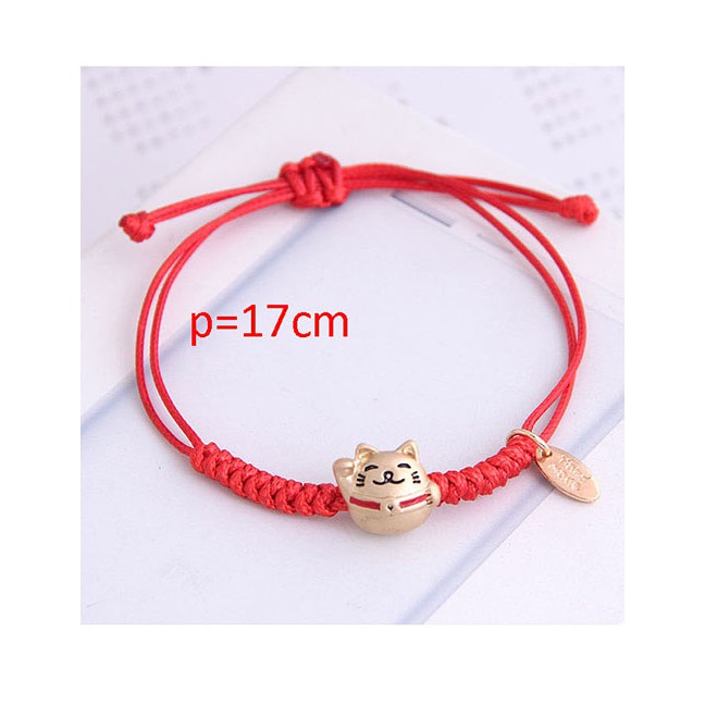 LRC Gelang Tangan Fashion Red Auspicious Rat Knitting Red Rope Blessing Rat Bracelet A60502