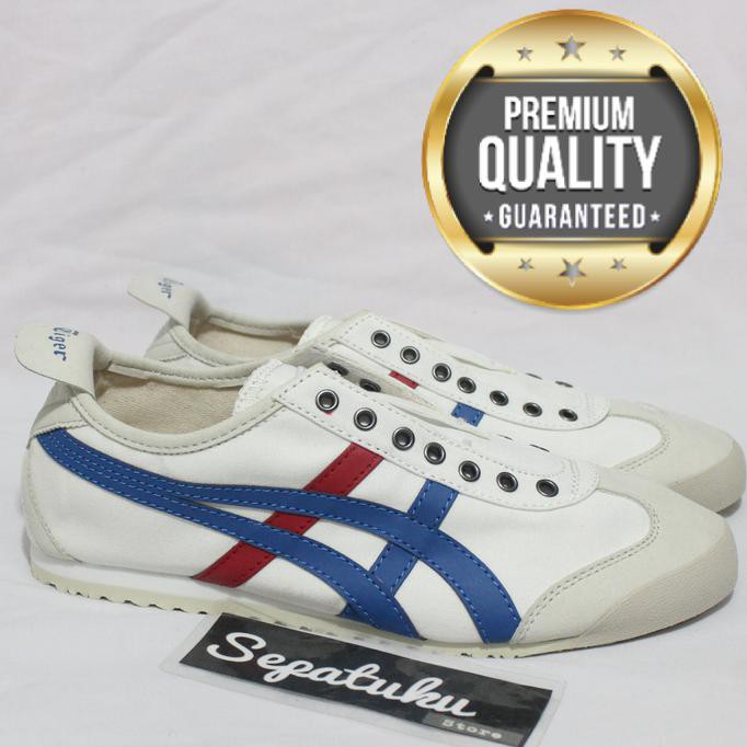 promo sepatu asics onitsuka tiger mexico 66 slip on white navy red terbaru