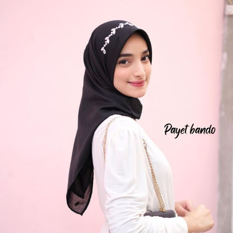 Terbaru HIJAB PAYET SEGIEMPAT VOAL PREMIUM / Jilbab Payet Bando Mutiara Swarovski / Hijab Kondangan