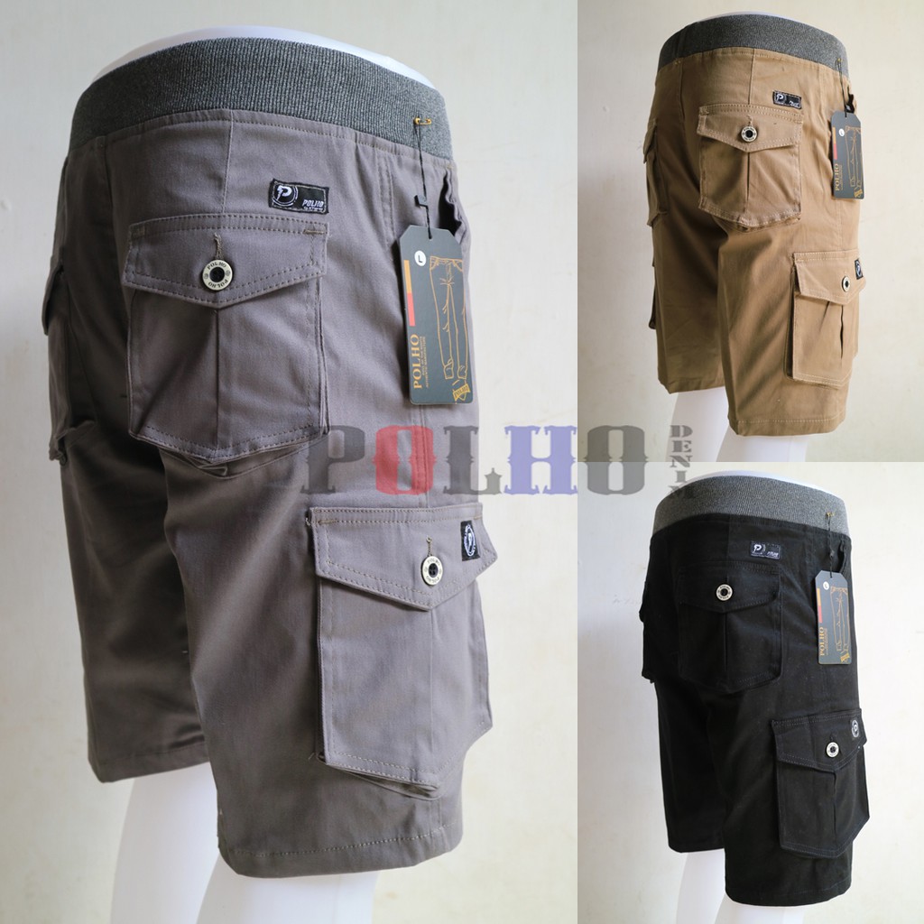 Celana Cargo Pendek POLHO Premium Bahan Twill Swidding Tebal Halus Distro Quality