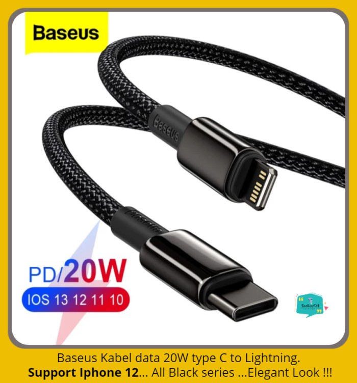 baseus kabel data iphone 12 type c to lightning pd 20w fast charging