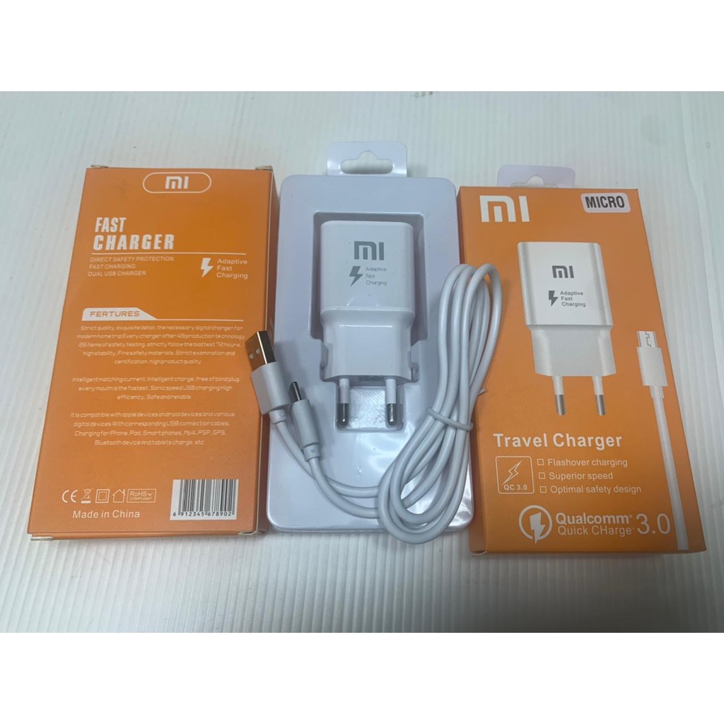 Charger Xiaomi 2in1 M-08ES Micro Dan Type C Travel Adapter MI 3.0 Qualcom quick charging casan isi daya cepat bisa buat semua HP kualitas original