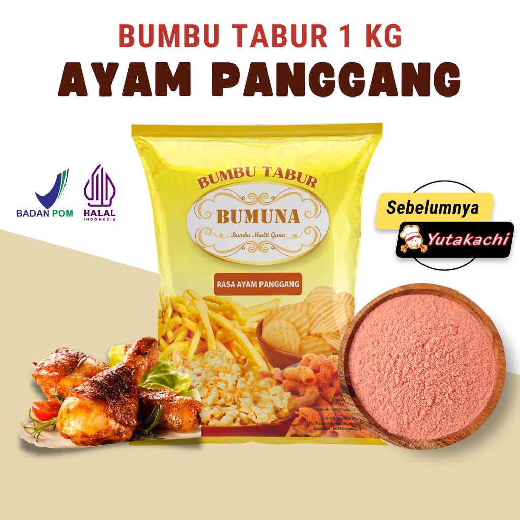 Bumbu Tabur Rasa Ayam Panggang 1Kg / Premium Bubuk Tabur Bumbu Keripik Kentang Lidi Ayam Makaroni Jamur Tahu Penyedap Rasa 1 kg Pusat Bumbu