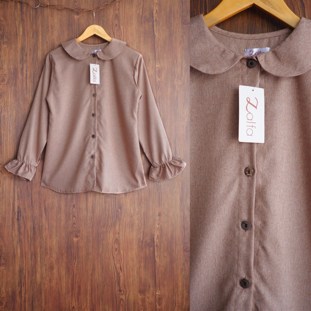 BLOUSE MEDINA by ZALFA OUTFIT / blouse wanita murah / blouse kekinian-Mocca