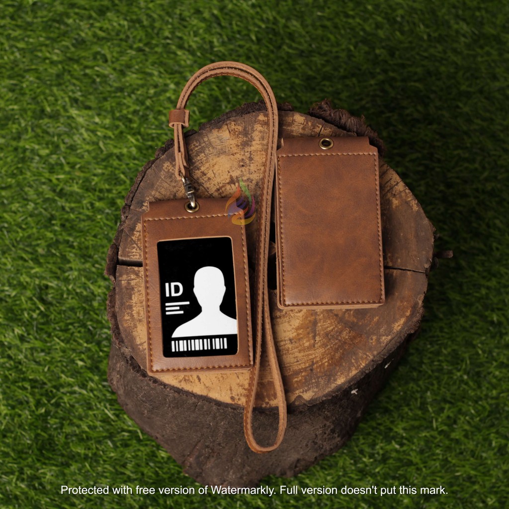 

Gantungan ID Card Kulit Kantor Casual Multifungsi Name Tag Lanyard FRONT Magnet Tersedia 2 Warna