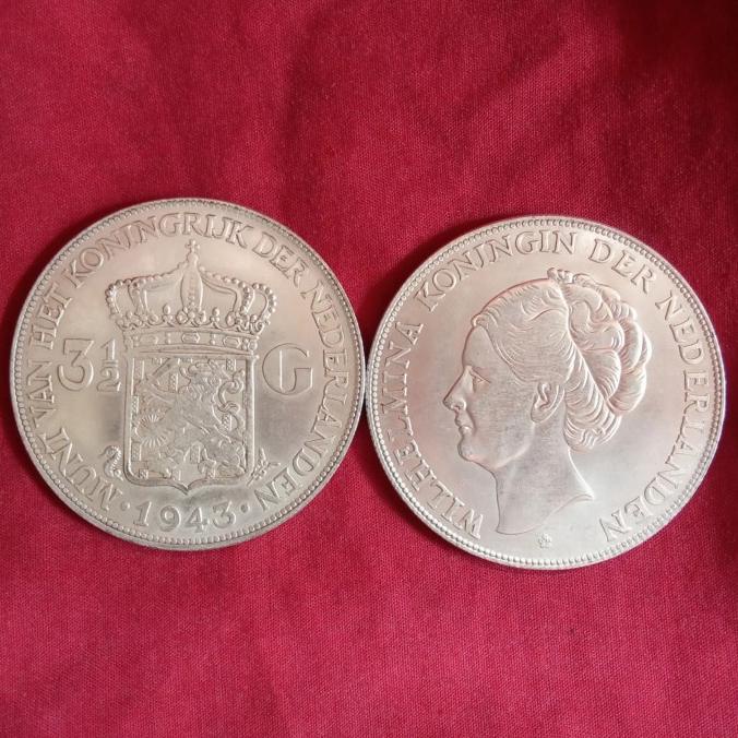 [COD] koin kuno silver perak Nederland Belanda wilhelmina 3 1/2 Gulden [COD]