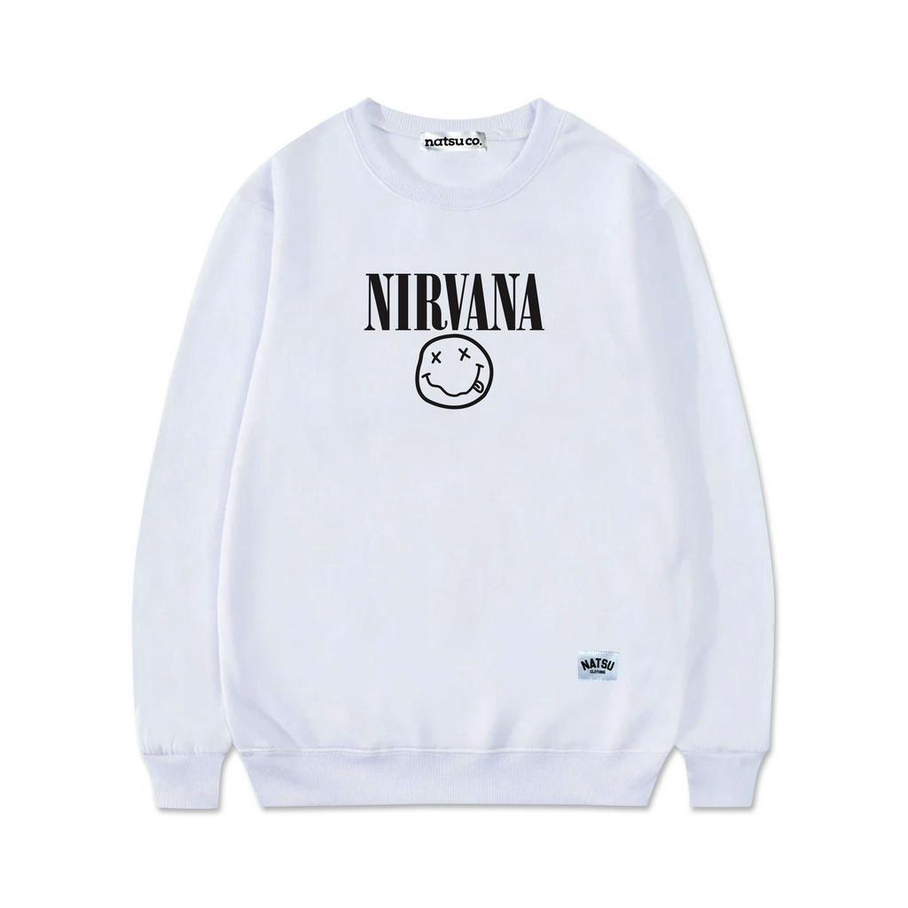 CREWNECK Sweater Band Metal Luar NIRVANA / Crewneck Musik / Sweater Musik Original / Sweater Distro / BLACK / PUTIH