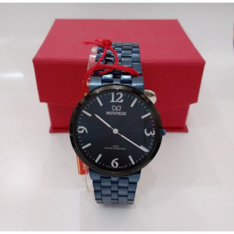 jam tangan pria;MIRAGE M8532BRP-Lbiru 2jarum tipis~ORIGINAL WATER RESISTANT~STAINLESS