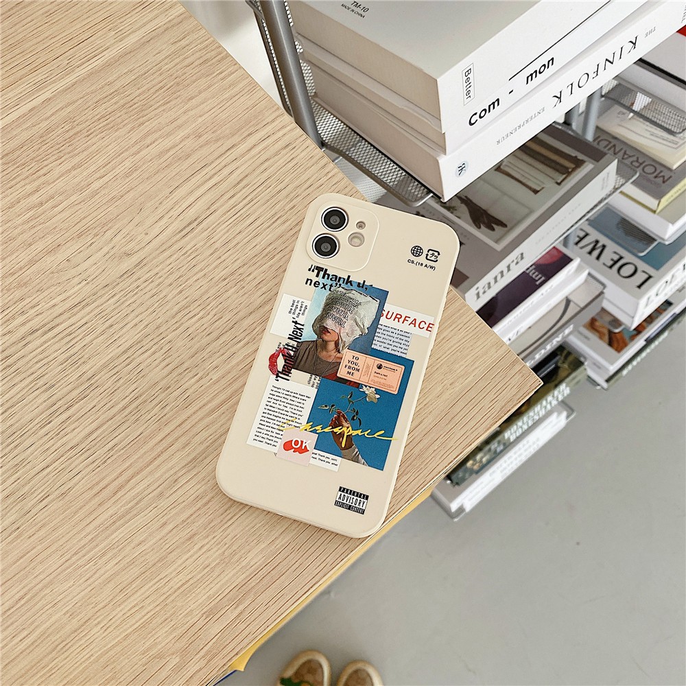 Patung antik label tren Metal Square Phone Case IPhone 12 11 Pro Max X Xs Max XR 6 6s 8 7 Plus Shockproof Soft TPU Cover-7