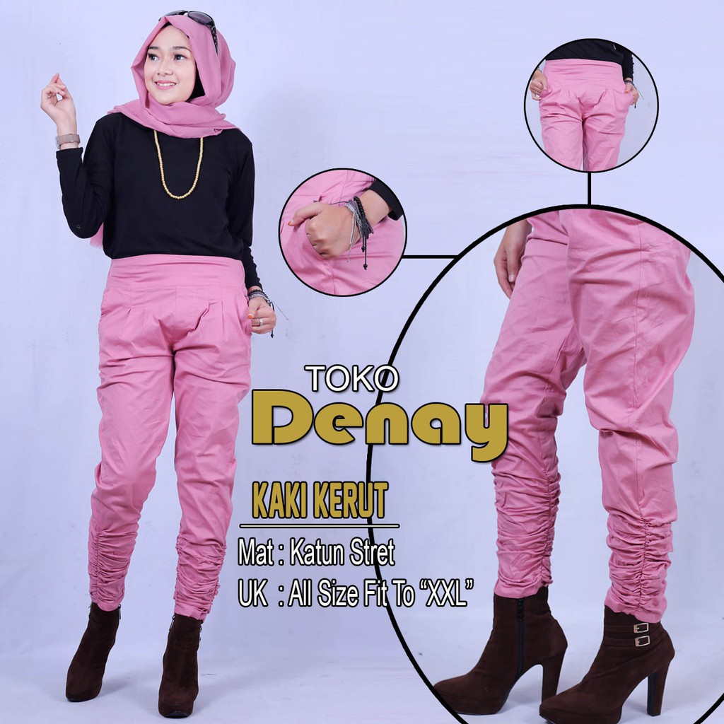 denay Bayar Ditempat promo Celana panjang wanita Basic premium pants polos mode KAKI KERUT ori by