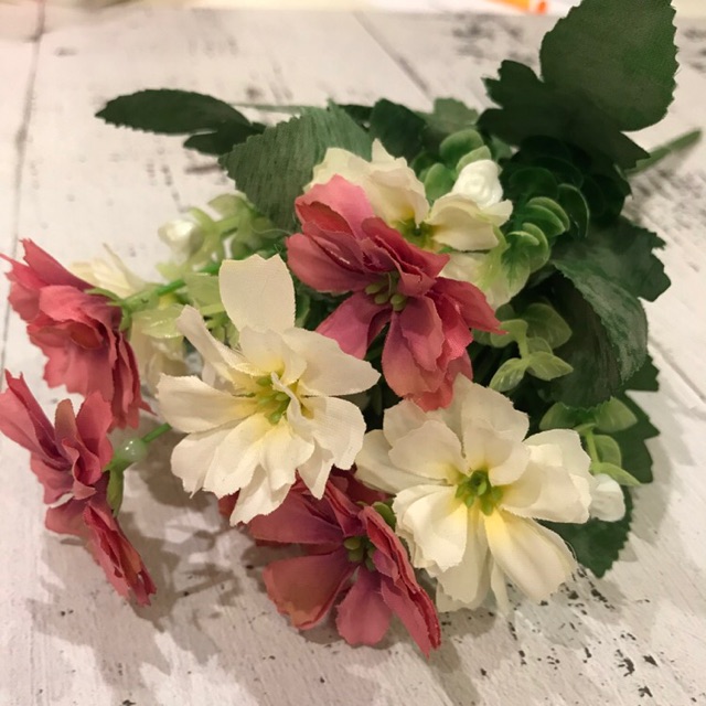 Bunga plastik shabbychic bunga artificial daisy pink putih