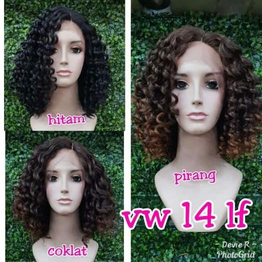 wig lace rambut palsu keriting pendek