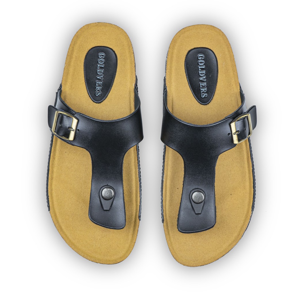 Sandal Casual Pria Dan Wanita Semi Kulit Sintetis T Bar Strep Lembut Kekinian Sythentic Rubber Nyaman