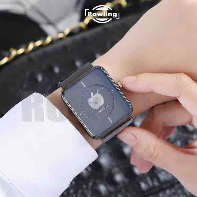 Rowling ( Jam- 23) Jam Tangan Analog Kotak Dunking Strap Stainless Steel  Gesper Magnet Untuk Wanita Import TANPA ACCESORIS