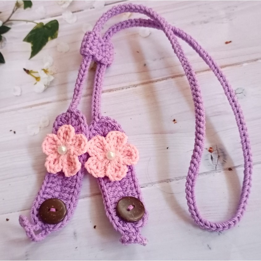 STRAP MASKER 2in1 konektor hijab Rajut Bunga | Tali Masker 2in1