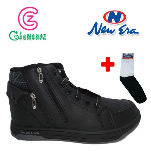 NEW ERA TUSCANY HITAM Sepatu Gaya Sepatu Sekolah Warna Hitam