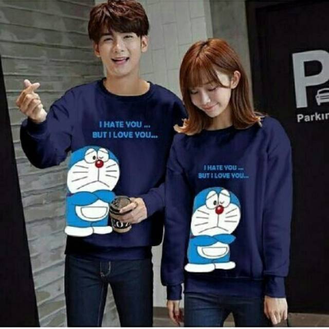 Baju Couple Sweater Sweater Pasangan Murah Doraemon Kombinasi