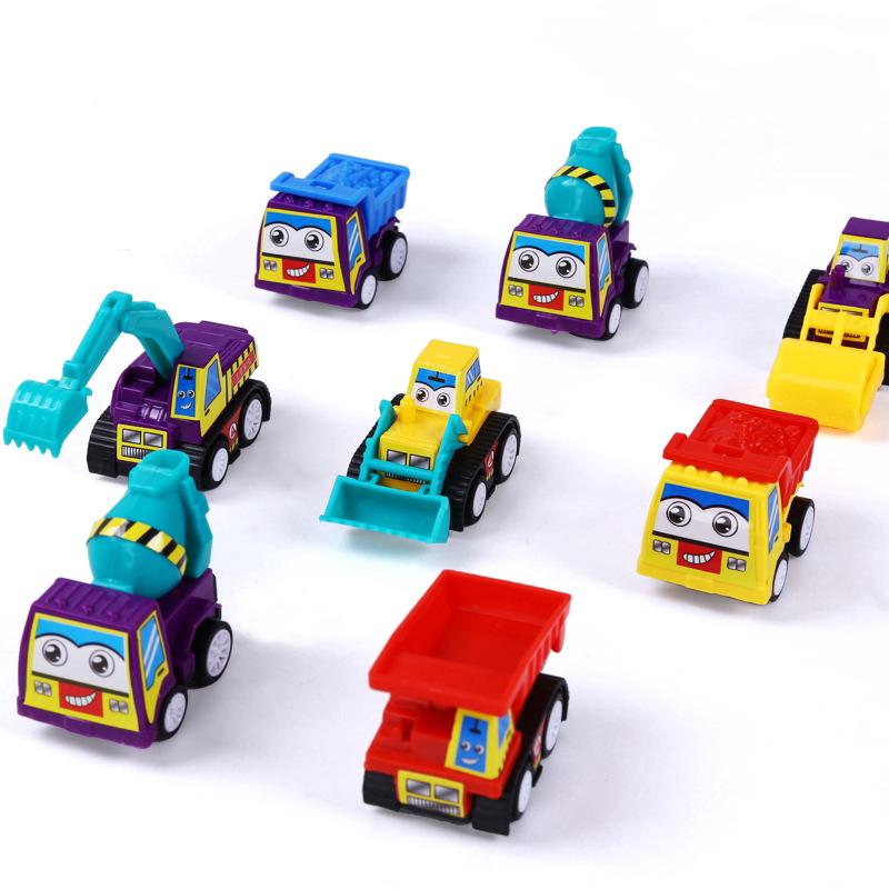 6Pcs Set Mainan Mobil Truk Kartun  Model Pull Back untuk 