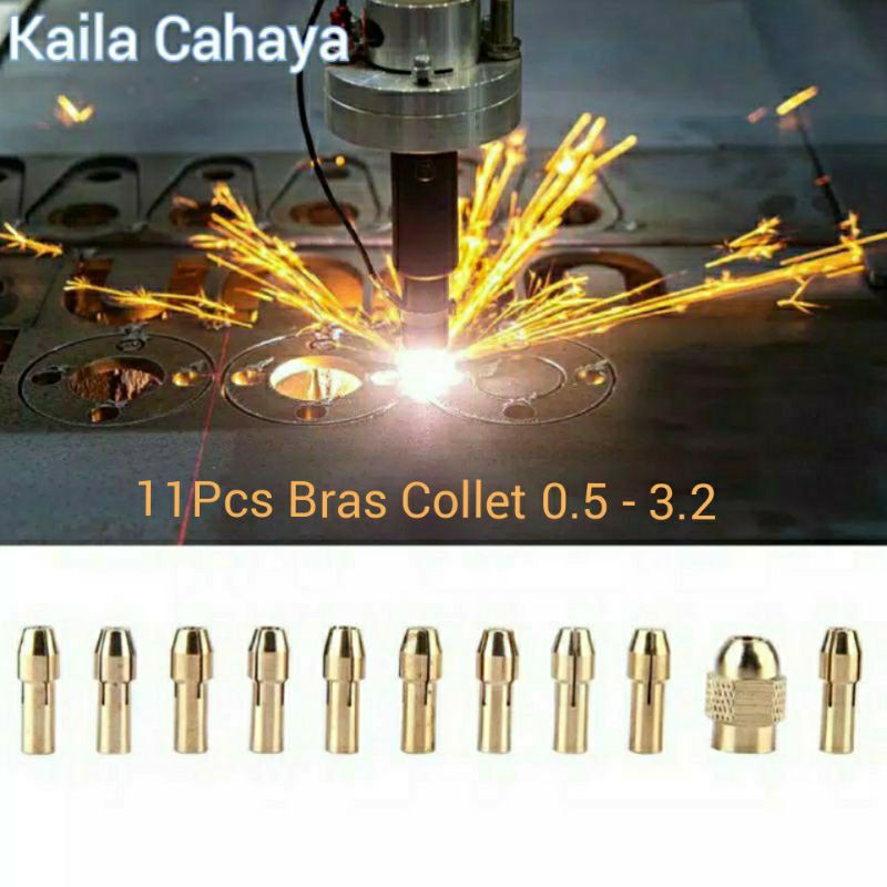 Brass collet set 11pcs 0.5 - 3.2mm mata bor gerinda mini