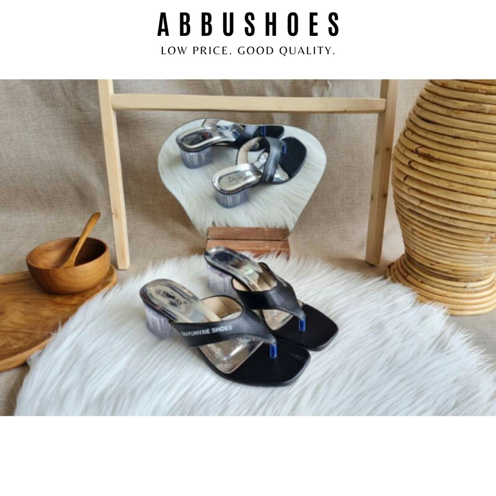 abbushoes US 90 hak tahu kaca jepit  wanita 5cm