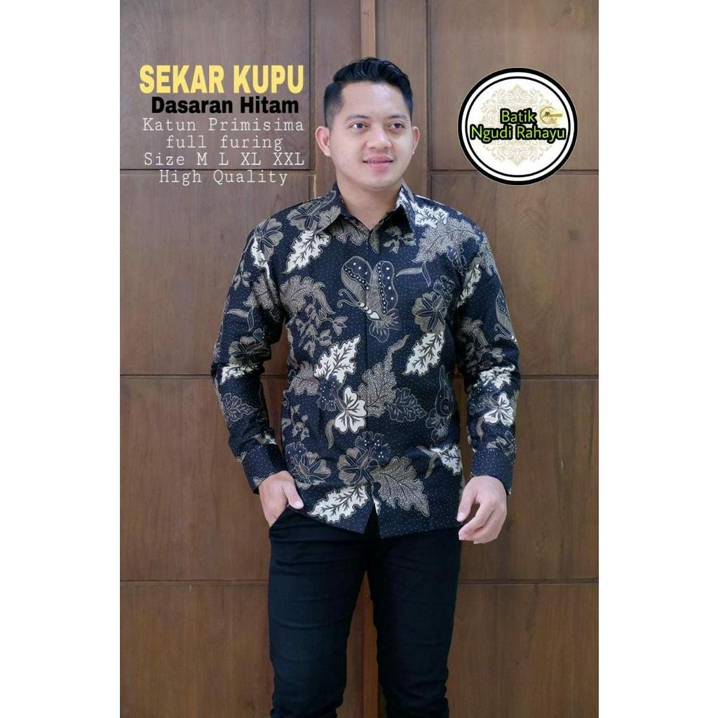 Kemeja Batik Pria Terbaru Batik Lengan Panjang/Pendek Batik Bahan Katun Full furing Batik SEKAR KUPU