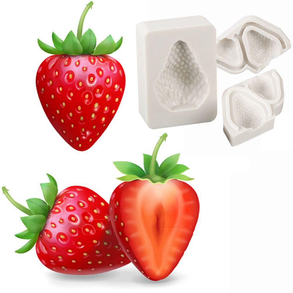 R-FLOWER 3 Pcs Cetakan Silikon Strawberry DIY Bakery Pastry Membuat Fondant Permen Tanah Liat Gula Craft Baking Tool