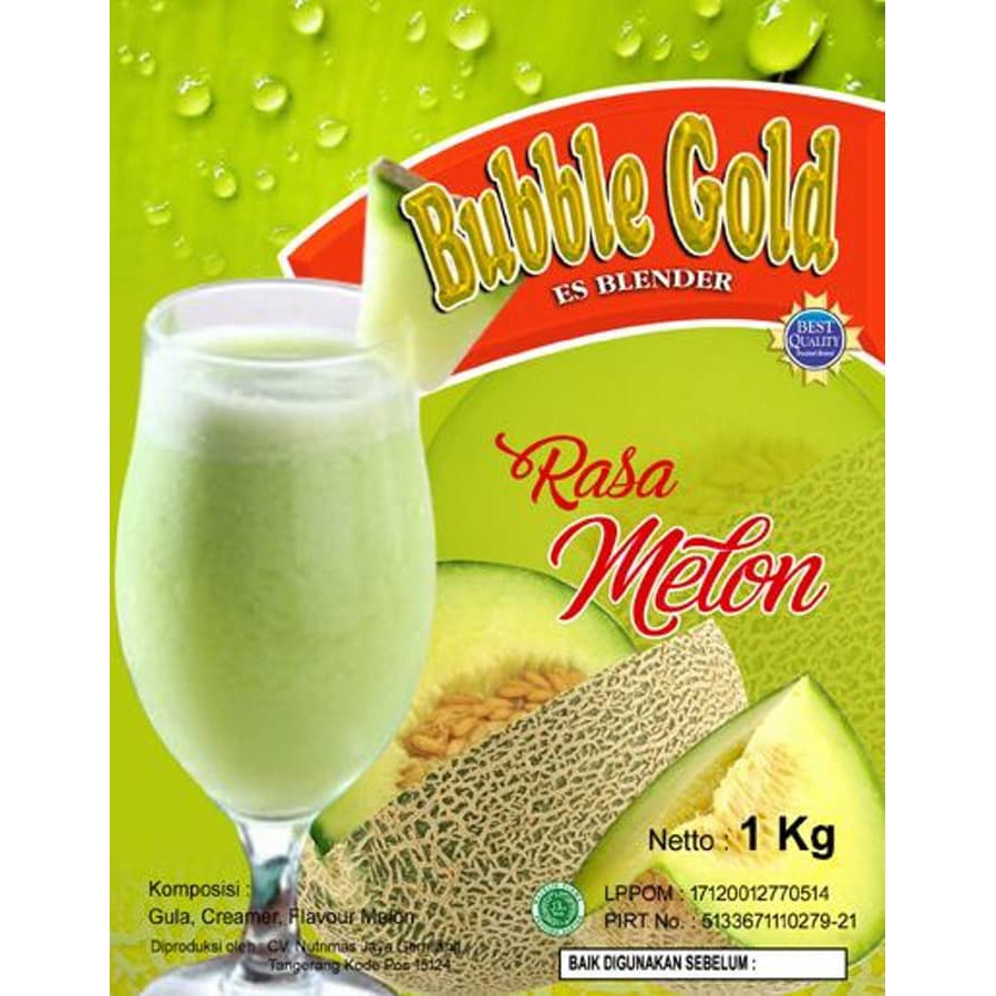 KEMASAN 1KG BUBBLE GOLD MELON | SERBUK MINUMAN RASA HONEYDEW 1KILO