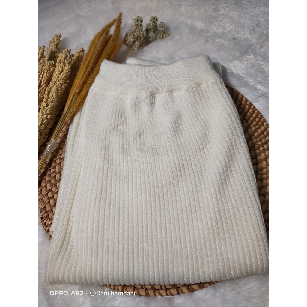 Rok span rajut,Rok wanita premium,Rok tebal knit-PUTIH BW