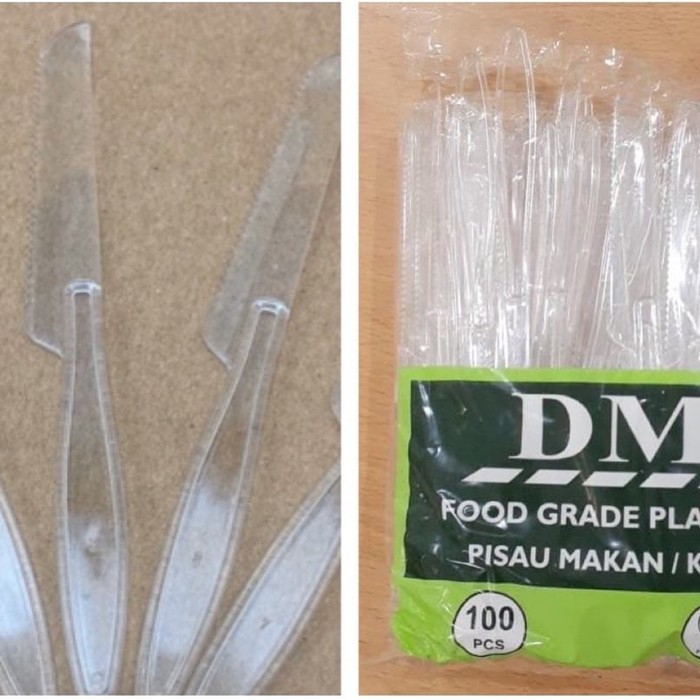 Pisau Plastik DM / Pisau Makan Plastik Bening @100 pcs