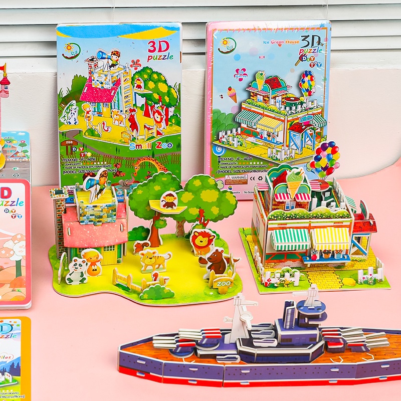 NEW Mainan edukasi anak DIY merakit 3D puzzle dengan motif menarik